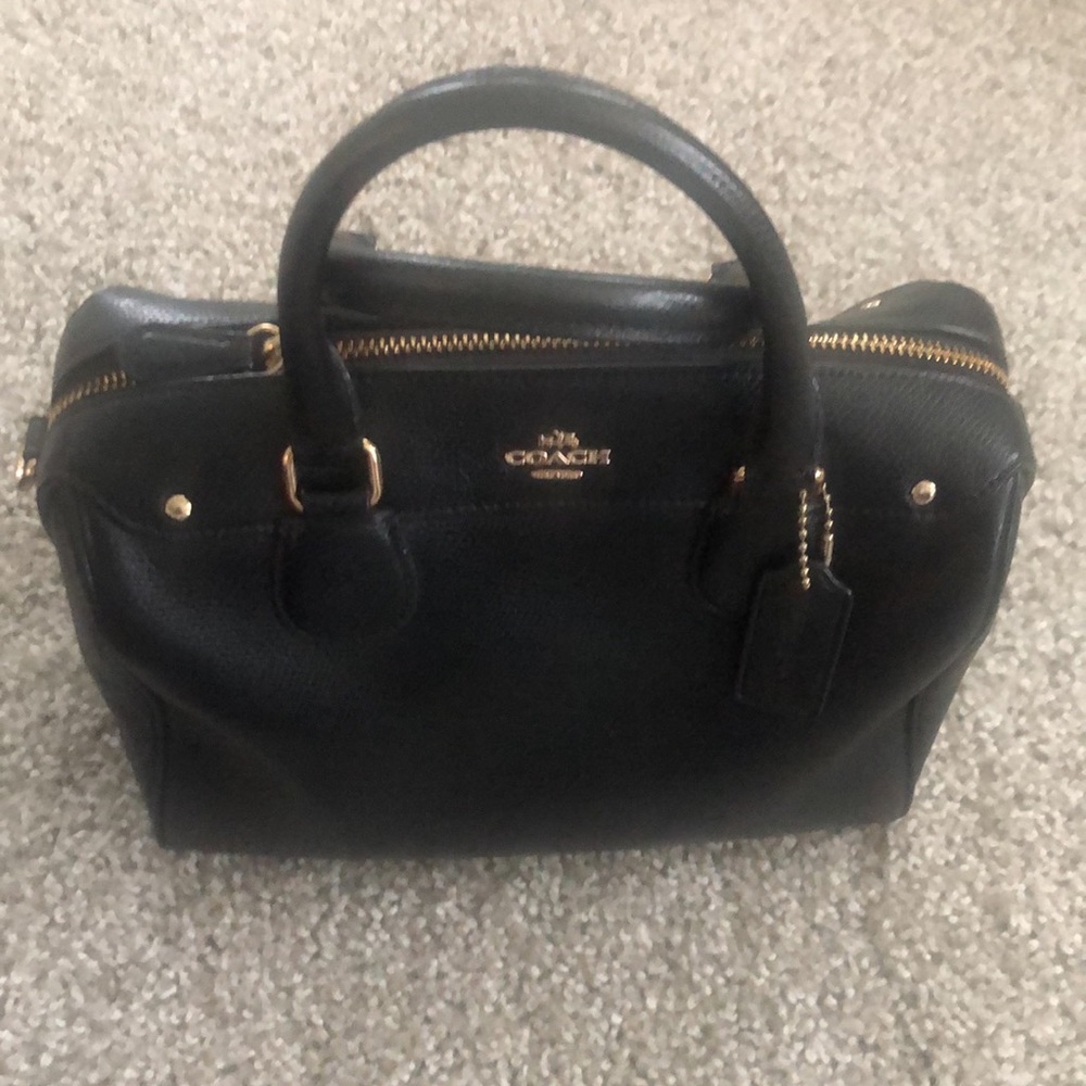 Coach Black Mini Satchel with Gold Chain Detail